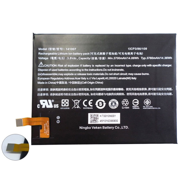 141007,1ICP3/86/109 PC batterie pour Acer Iconia Talk S A1-724  