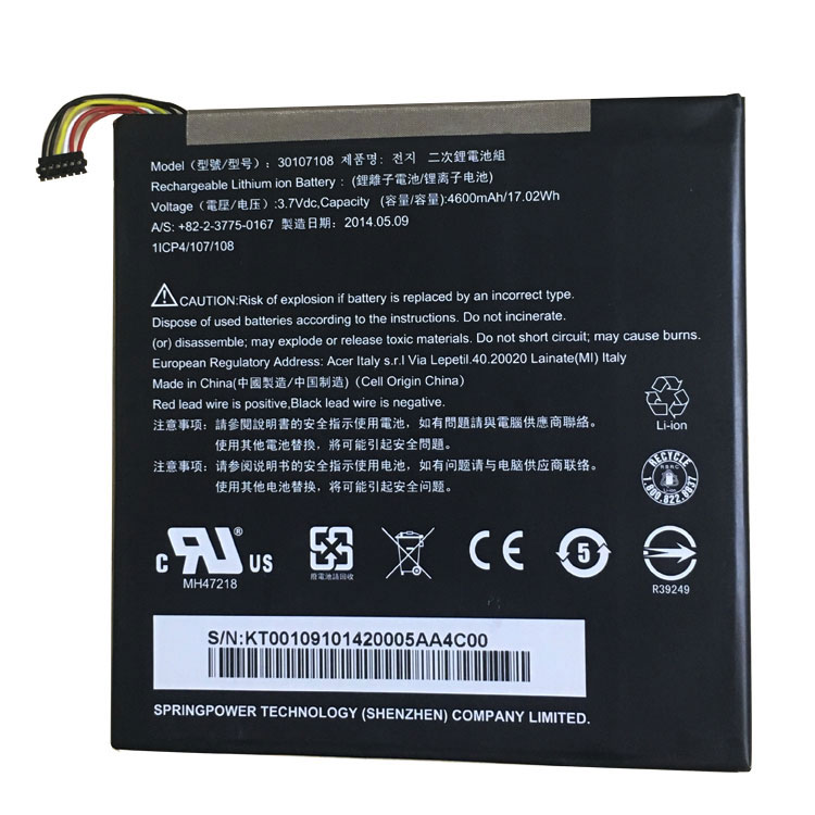 30107108 PC batterie pour Acer A1401 Iconia Tab 8 A1-840 A1-840FHD A1-840FHD-10L2 
