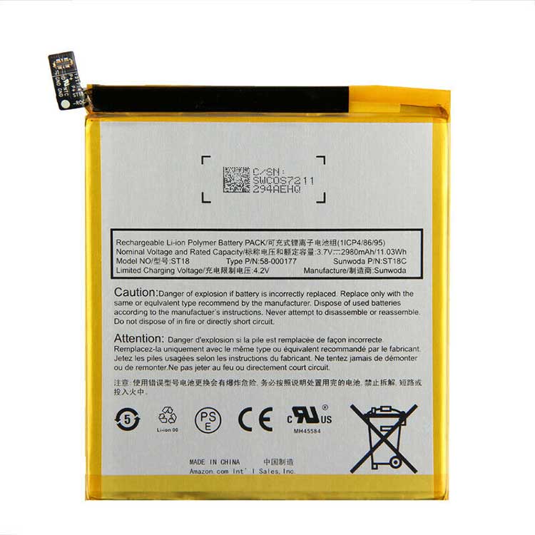 ST18,ST18C PC batterie pour Amazon Kindle Fire 7th Gen ST18C