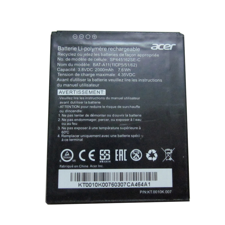BAT-A11,SP445162SE-C smartphone batterie pour Acer Liquid Z410