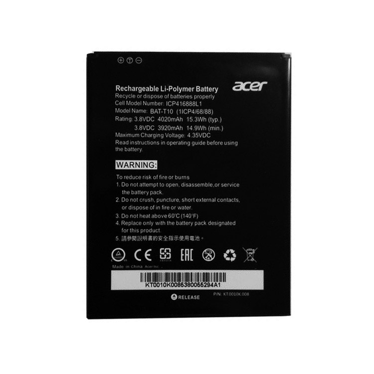 BAT-T10,ICP416888L1 smartphone batterie pour Acer Liquid X2