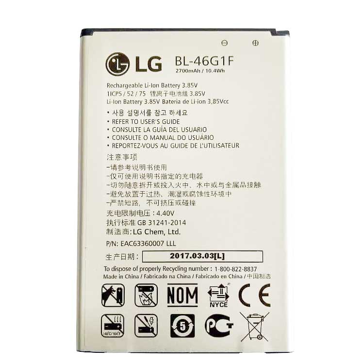 BL-46G1F smartphone batterie pour LG K10 X400 LGM-K121K BL46G1F 2017 Version 