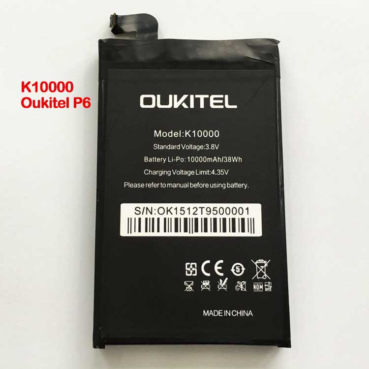 K10000 smartphone batterie pour Oukitel P6