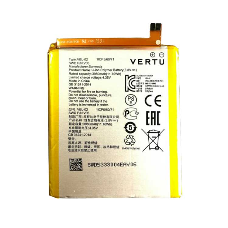 VBL-02,V06 smartphone batterie pour VERTU VBL-02 V06