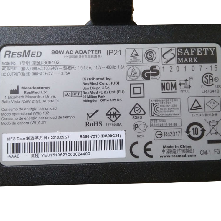RESMED 369102 Chargeur Adaptateur