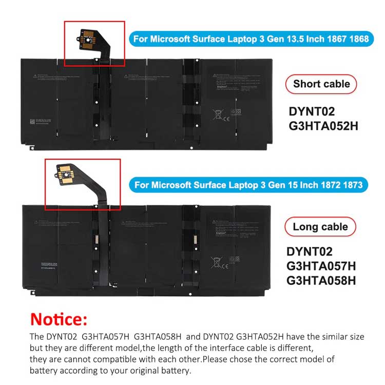 MICROSOFT MICROSOFT Surface Laptop 3 1873 Batterie ordinateur portable