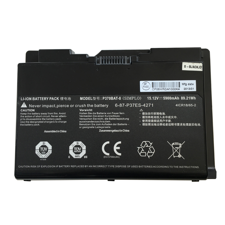 Clevo X900 P370EM P370SM P370SM-A laptop battery