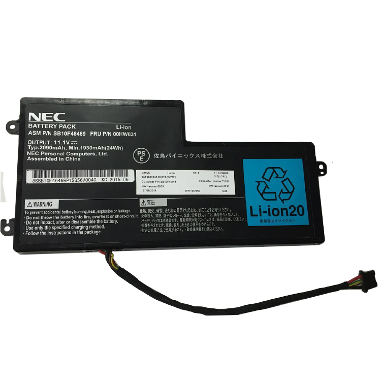 ASM P/N SB10F46469,FRU P/N 00HW031 laptop battery